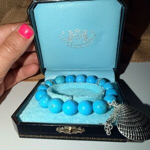 Y2K NIB Juicy Couture Turquoise Silver Shell Surf Line Bracelet HTF RARE